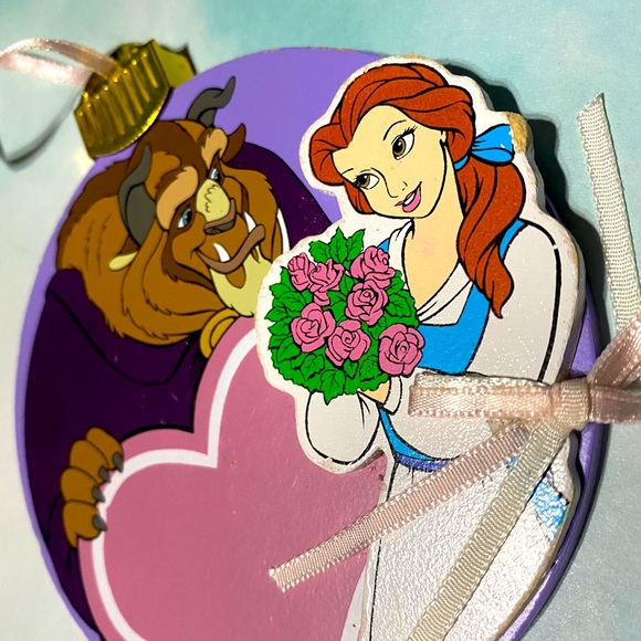 DISNEY’S BEAUTY & THE BEAST VTG 90s KURT ADLER WOODEN HANDCRAFTED XMAS ORNAMENTS - Picture 9 of 16